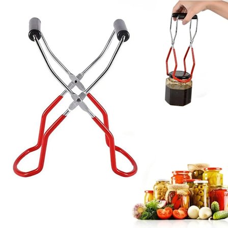 Glasløfter, konservesglasløfter, skridsikre konservesglasløftertænger, konservesglasløftertænger, anti-skoldningsklemme til varme konservesglas (rød)