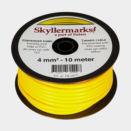 Tinned copper cable Skyllermarks RK, round, single-core, 4 mm², 10 meter, yellow