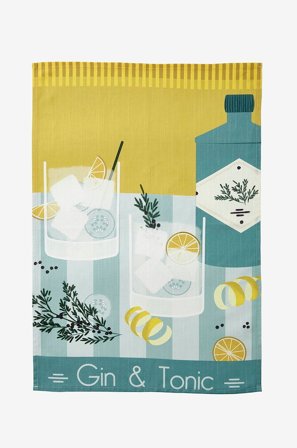 Coucke - Kjøkkenhåndkle Gin & Tonic 50x75 cm - Gul - Kjøkkenhåndklær - Fra Homeroom