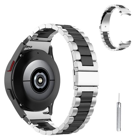 Klockarmband i rostfritt stål med 3 pärlor för Samsung Galaxy Watch 4 - Silver / Svart