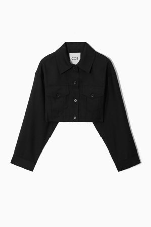 COS Women's Oversized Cropped Wool Overshirt in Black