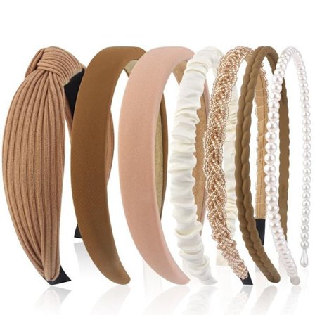 7-delt Hårtilbehør til Kvinder – Behageligt, Holdbart og Elastisk, Flere Moderne Hårtilbehør, Hårbånd & Hårelastikker Med Perler, Elegant Sæt