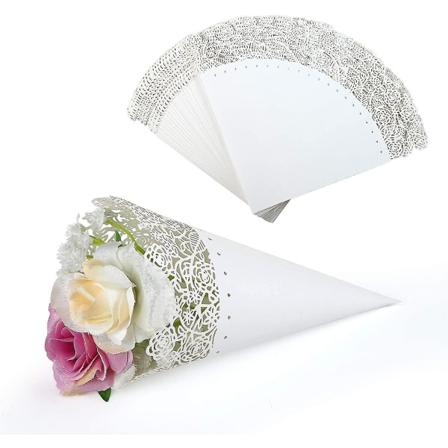 100 kpl Hääkonfettipusseja Valkoisia Onttoja Ruusunmuotoisia Paperiterälehtipusseja Häät