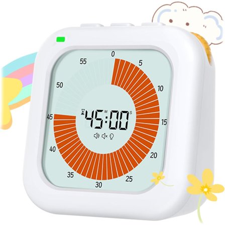 Visuell Timer för Barn, 60 Minuters Digital Nedräkningstimer för Barn Kökstimer med Signalljus Påminnelsefunktion LCD Digital Timer