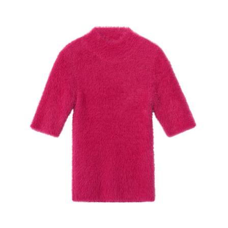Mango Faux fur knit sweater Pink, Dame