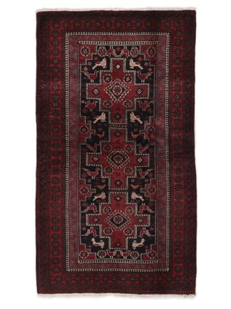 Belutsch Teppich 107X189 Schwarz/Dunkelrot Wolle, Persien/Iran