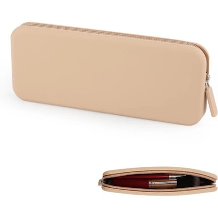 Sminkespejl, vaskbar makeup-taske med lynlås, makeup-børster, silikone-toilettaske, kosmetiktaske i silikone til skønhedsværktøjer, børster, 