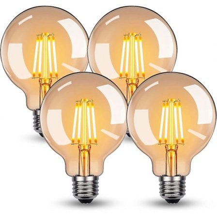 E27 LED-lamppu, 4W G95 Amber Retro -lamppu, 2700K Lämmin valkoinen, Edison koristeellinen retro-lamppu, Ei himmennettävä, 4 kpl
