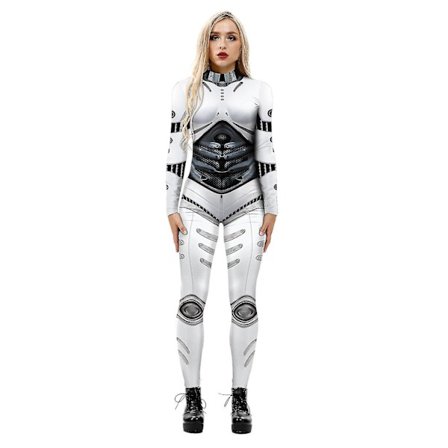 Ladies 3d Robot Printed Cosplay Costume Jumpsuit Halloween Playsuit