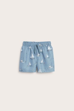 Newbie | Badshorts med båtmönster | Blå