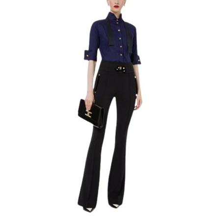 Elisabetta Franchi, Pants Czarny, Kobieta, Rozmiar: S