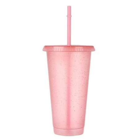 710ml Återanvändbar Mugg med Sugrör Flash Powder Glittrande Sportvattenflaska Plast