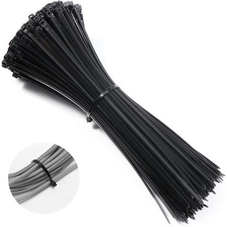 200 st slangklämmor 200 mm x 2,5 mm, kabelband, nylonkabelband, professionella kabelband