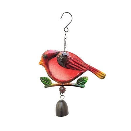 Fugle Vindklokker med Klokker, Utendørs Rød Kardinal Fugle Vindklokker, Farget Glass Metall Kolibri Solfanger for Vindu Hjem Hage Hage Hageplen D