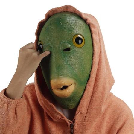 Halloween Grøn Fiskemand Hætte Grønt Hoved Monster Maske (2 dele) Monster Beast Golden Crucian Carp Cos Rekvisit Latex Film Og TV Makeup Alien, M