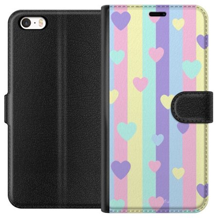 Yhteensopiva Lompakkokotelo Apple iPhone 5s Pastelliraitoja pinkissä, keltaisessa, violetissa ja sinisessä, joissa on hajallaan pehmeitä kawaii-tyylis
