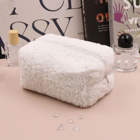 Kosmetisk oppbevaringsveske Plysj Makeup Organizer HVIT White