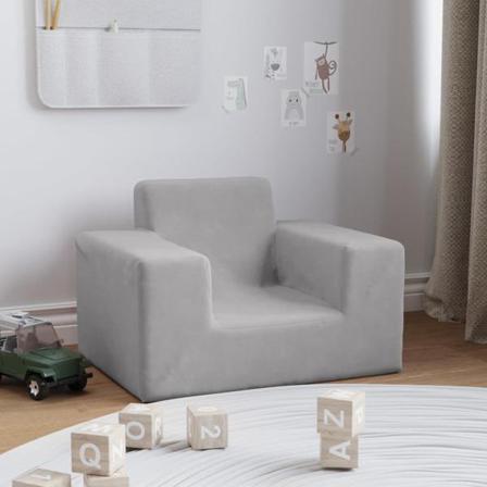 Vidaxl Barnsoffa Ljusgrå Mjuk Plysch Grå