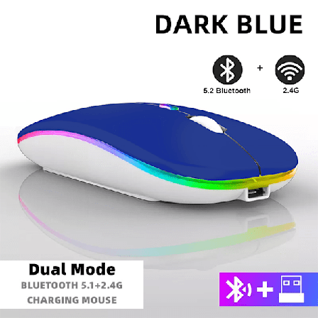 Uppladdningsbar trådlös mus Bluetooth 2,4 GHz USB RGB 1600DPI för dator laptop surfplatta PC Macbook gamingmus