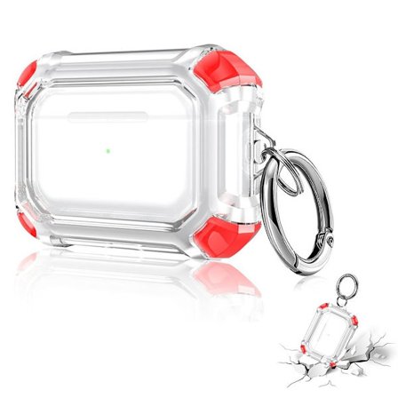 AirPods Pro färgkantstil genomskinligt TPU-fodral - Röd