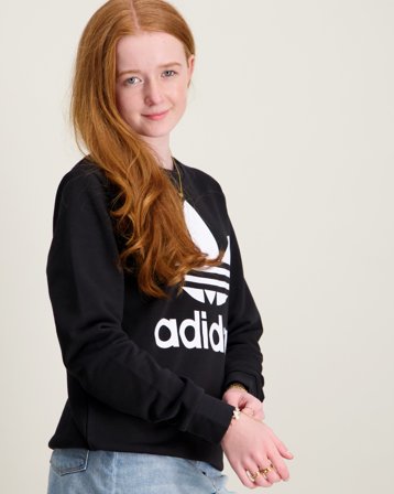 Adidas Originals TREFOIL CREW Noir Pulls Fille - Kids Brand Store