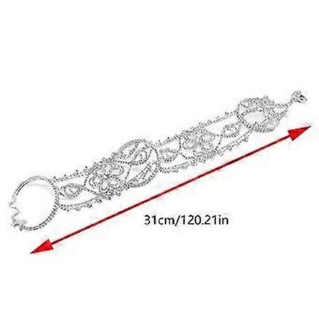 Dam Rhinestone Handkedja och Ringar Armband för Rhinestone Fingerarmband Fingerkedja Ringar Handsmycken för Te Ögon