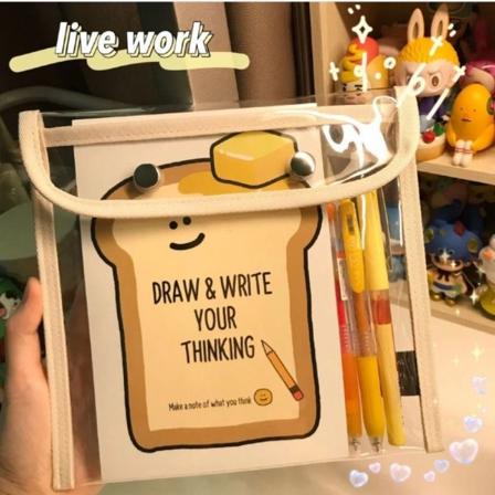 Enkel genomskinlig case lagringsväska for grunn- og gymnasieelever As shown in the figure