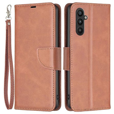 Läder Serie-4 för Samsung Galaxy A34 5G PU Läder Plånboksfodral Magnetiskt Flip Ställ Skyddande Telefonskal med Rem