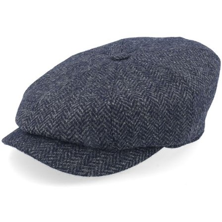 Lierys - Blå flatcap Keps - 8-panel Cap Wool Blue Herringbone Flat Cap @ Hatstore