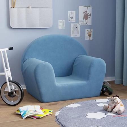 Vidaxl Barnsoffa Blå Mjuk Plysch Blå
