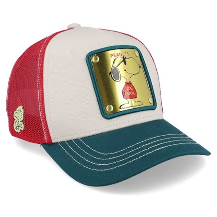 Capslab - Beige trucker Caps - Peanuts Snoopy White/Red/Dark Green Trucker @ Hatstore