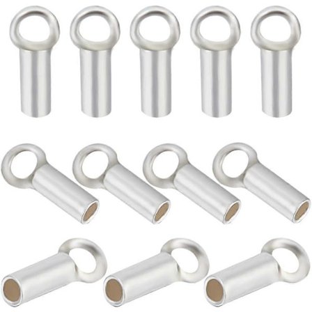 20 st 925 Sterling Silver Crimp-ändar med ögla för 1 mm pärlbandstråd Tråd Smyckestillverkning