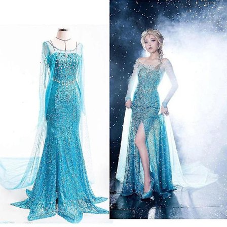 Elsa Kjole Voksen Kvinde Cosplay Kostume XXL