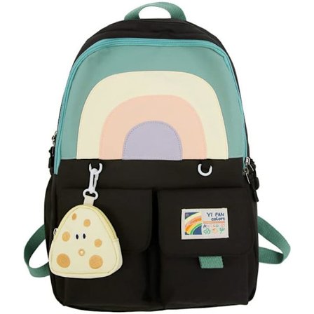 Sateenkaari reppu söpöllä pienellä riippuvalla laukulla esteettinen kirjalaukku