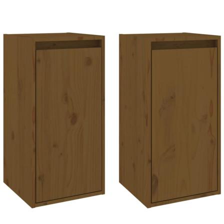 Vidaxl Väggskåp 2 St Honungsbrun 30x30x60 Cm Massiv Furu Brun