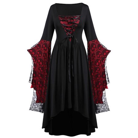 Voksen Punk Gotisk Heks Karneval Cosplay Kostume Heks Vampyr Festkjole Halloween Burgundy Z