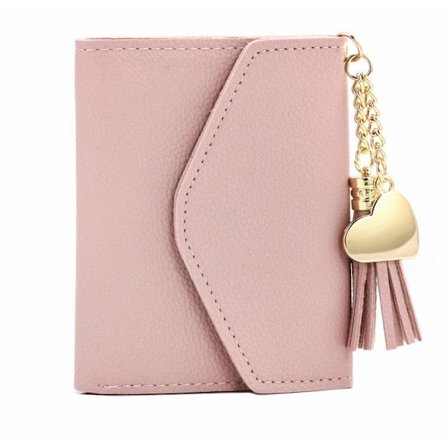 Små punge til kvinder, mini kreditkortholder i læder med ID-vindue og kortholder møntpung kvaster damer (pink)