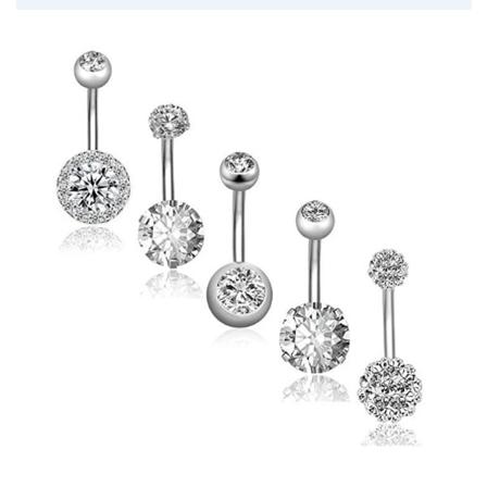 5 stk. 14G rustfrit stål mavepiercing til kvinder og piger