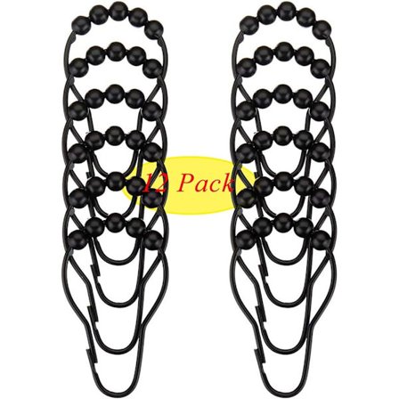 12 Polerade Metallkulor Rostfritt Stål Duschdraperi Krok Svart - 16,2 x