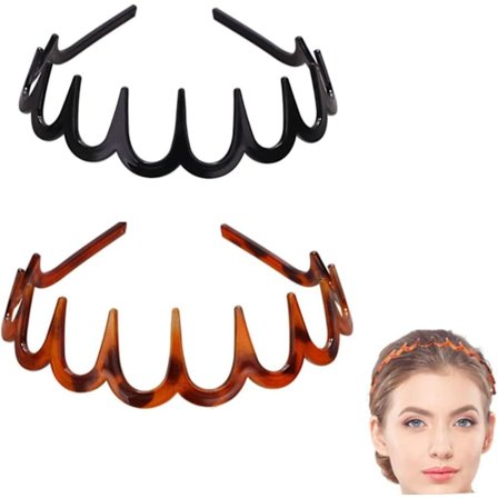 Plastik Tandkam Hårbånd, 2 stk Tand Hårbånd til Kvinder Piger, Bølgede Tandede Mode Hår til Kvinder og Mænd