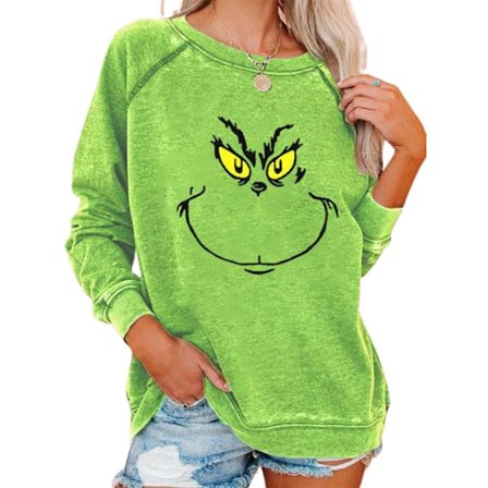 Xmas Grinch Sweatshirt Langærmet Bluse Pullover Z