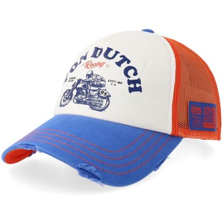 Von Dutch - Vit trucker Keps - Crew Screen Retro Yellow/Blue/White Trucker @ Hatstore