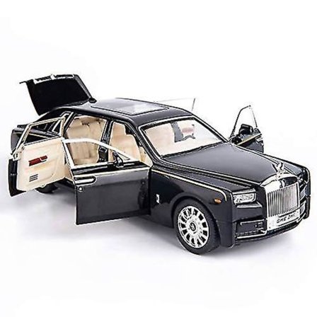 1/24 Rolls-royce Phantom modellbil, zinklegering Pull Back Leksaksbil med ljud och ljus för barn pojke flicka present (svart)