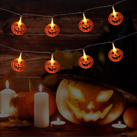 Lysstreng, Græskar Lysstreng, 3m Flad Græskar Lysstreng 20LED Halloween Dekorativt Lys til Gyserfest Hjem