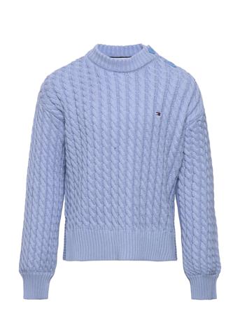 Cable Sweater L/S Pulllover Blå Tommy Hilfiger