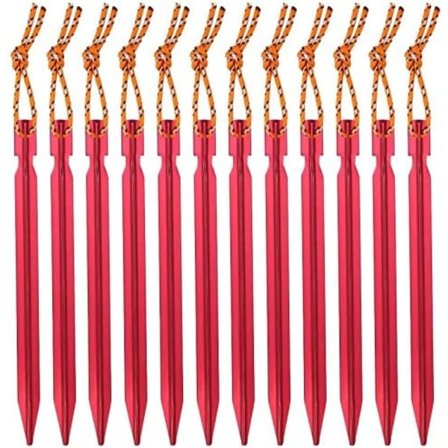 Pakke med 12, Teltpløkker, Camping Teltpløkker 18 cm med Opbevaringspose