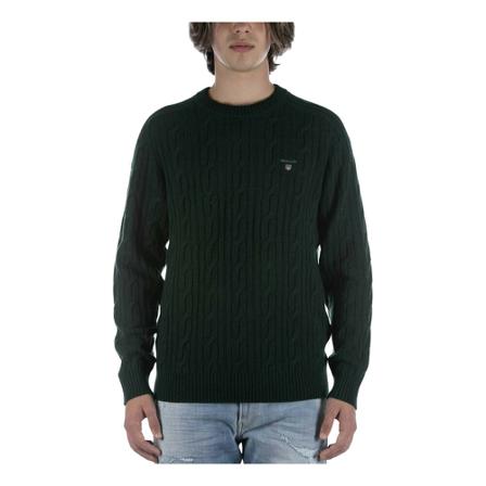 Gant Round-neck Strik Grøn, Herre Strik, Størrelse: M