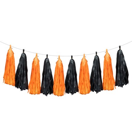 Tassel-girlandere i oransje og svart