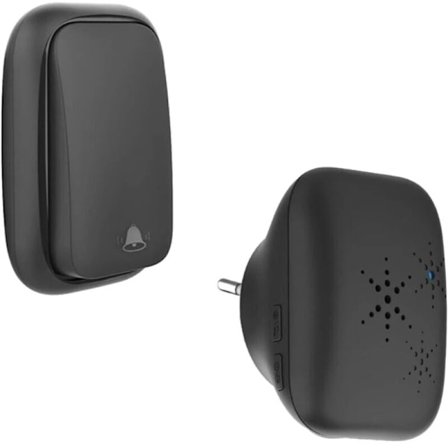 Trådlös och batterifri dörrklocka utomhus vattentät IP 65 snö regn fuktighet, svart