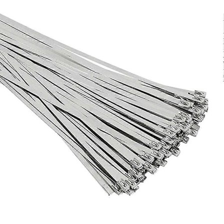 100 stk. Flerbruks låsende kabelbånd Metalliske strips Rustfritt stål selvlåsende strips